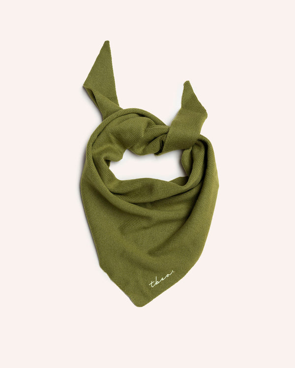 Merino Wool Triangle Scarf  Olive