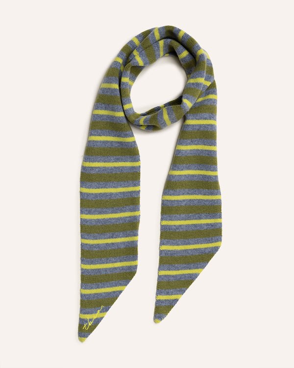 Merino Wool Neck Tie in Green Stripe