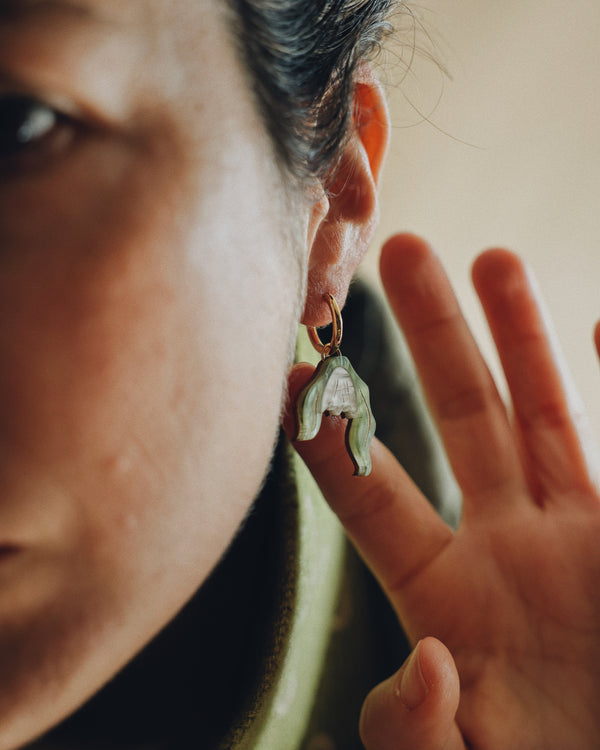 Snowdrop Flower Hoop Earrings in Pearly White