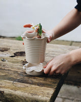 Frilly Stoneware Plant Pot & Saucer Homeware Paige Mitchell