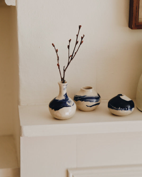 Mini Bottle Vase - Enso Blue Homeware Jay Frazer Ceramics   