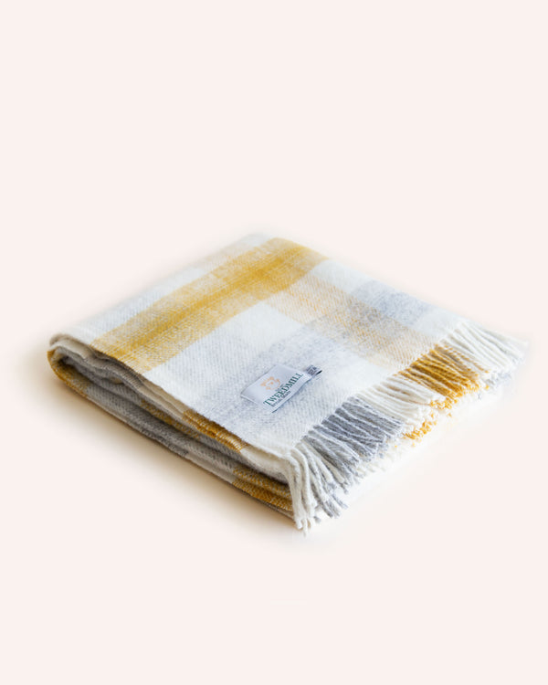 Meadow Check Wool Throw - Yellow Homeware Tweedmill   