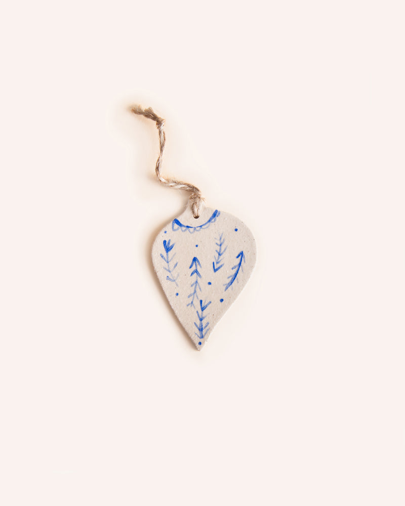 Ceramic Bauble Decoration - White and Blue Homeware Caitlin Bowbeer   