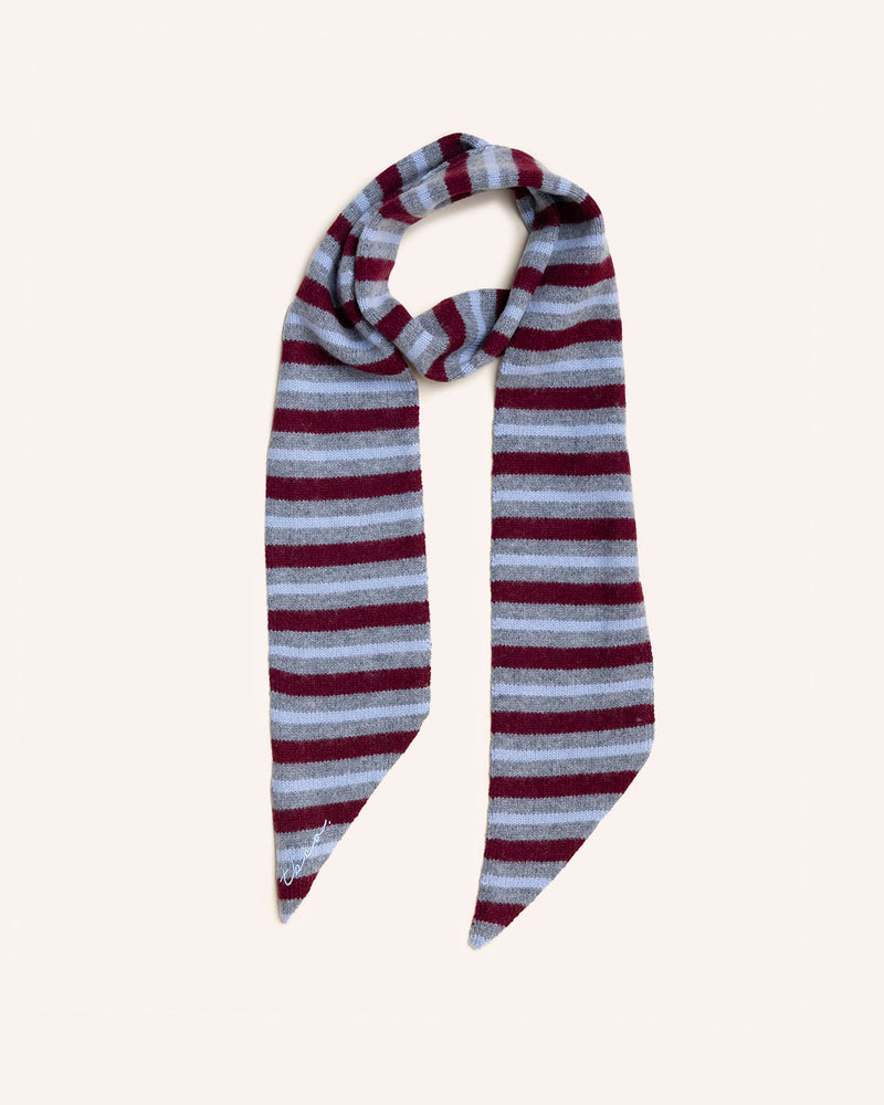 Merino Wool Neck Tie in Burgundy Stripe