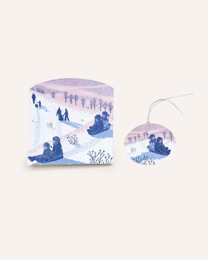 Sledging At Dusk Concertina Card & Hanging Decoration Cards Folded Forest