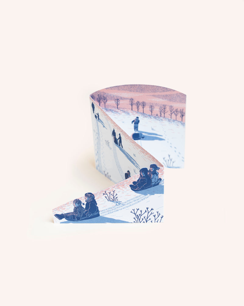 Sledging At Dusk Concertina Card & Hanging Decoration Cards Folded Forest