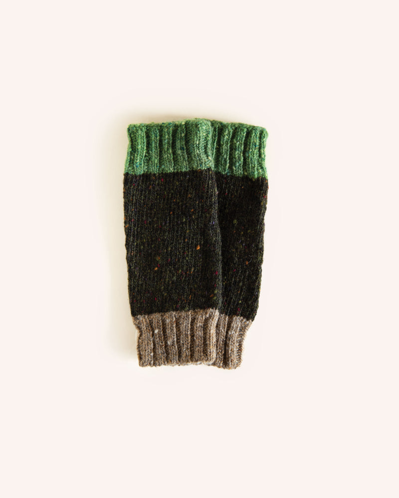 Donegal Wool Wrist Warmers - Dark Speckle Green Accessories Rove Knitwear   