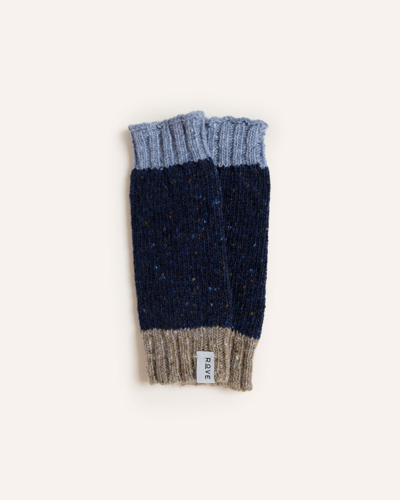Donegal Wool Wrist Warmers – Navy Fleck Accessories Rove Knitwear
