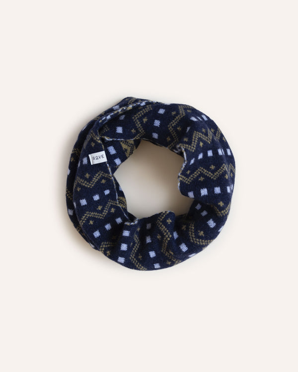 Isle Line Circle Scarf – Navy Accessories Rove Knitwear