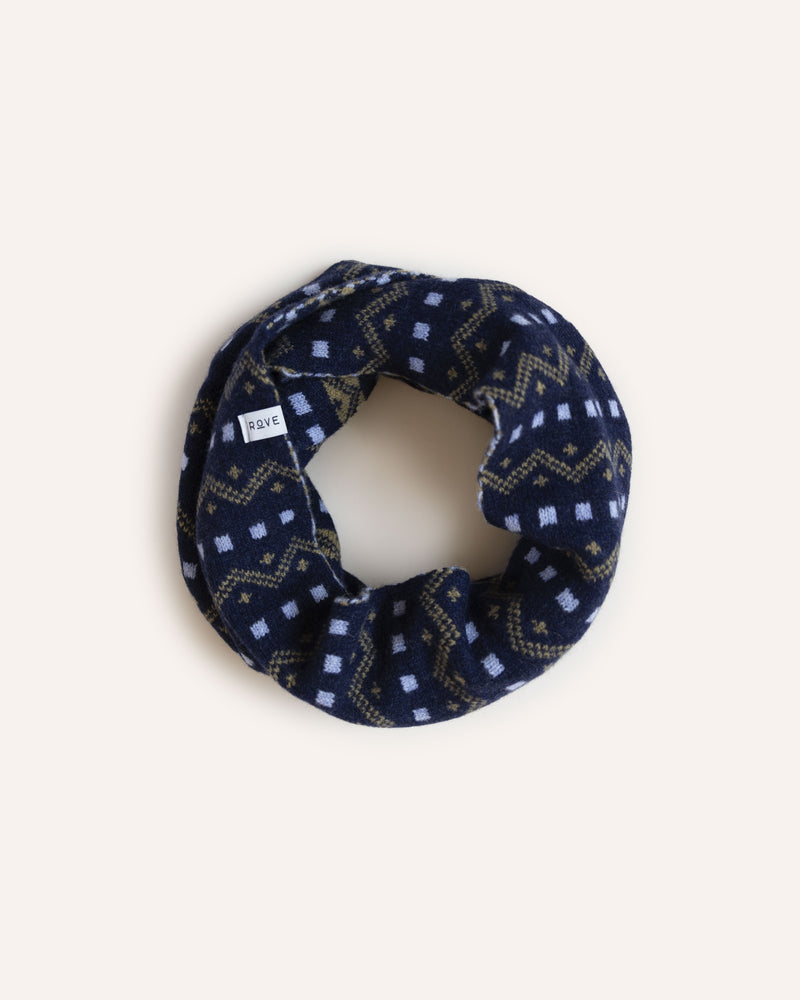 Isle Line Circle Scarf – Navy Accessories Rove Knitwear