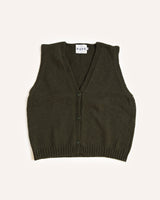 Button Up Vest – Olive Knitwear Rove Knitwear