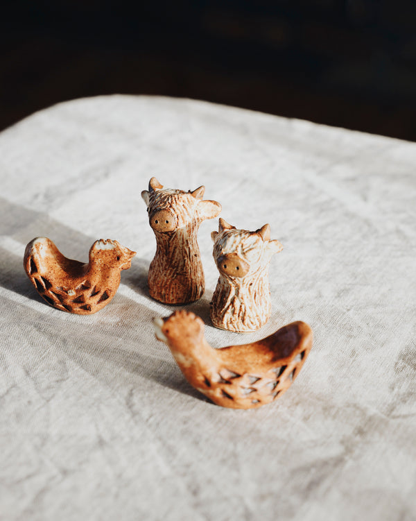 Small Ceramic Highland Cow Sculpture Artwork Naomi Grace Ceramics