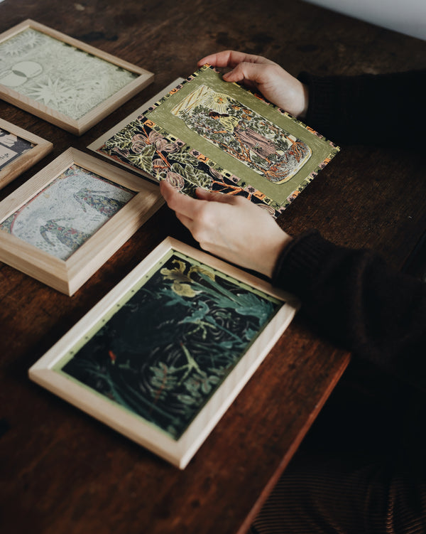 Gardener Mason Jar Print Artwork Tulips and Heather