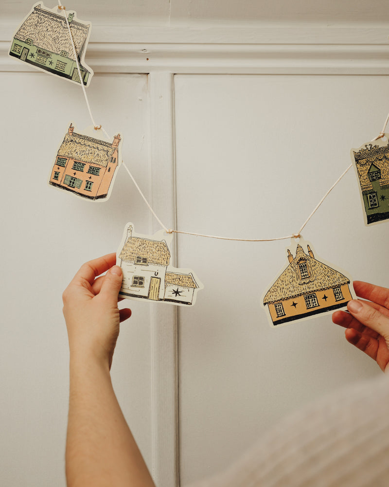 Illustrated Paper Garland - Thatched Cottage Homeware Tulips and Heather