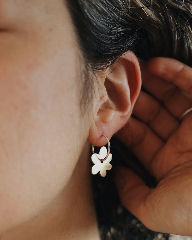 Poppy Brass and Silver Earrings Jewellery Roake