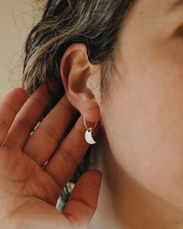 Penny Moon Brass and Silver Earrings Jewellery Roake