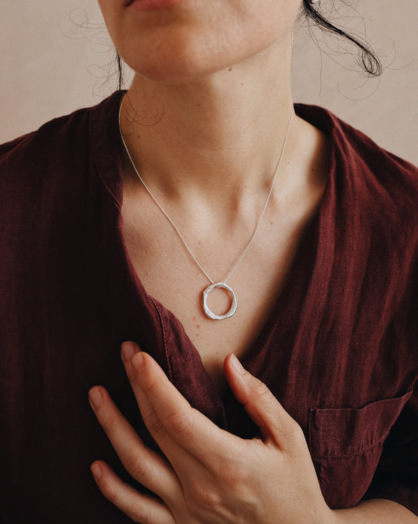 Molten Recycled Silver Pendant Jewellery On the Wire Jewellery