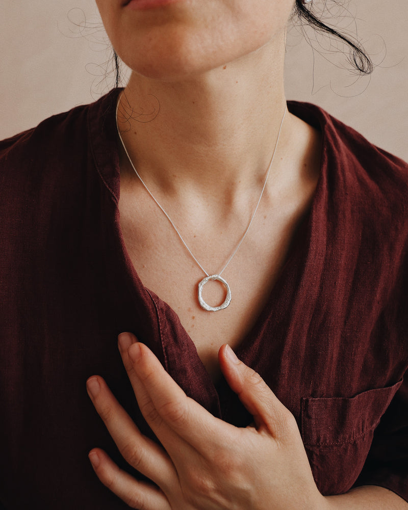 Molten Recycled Silver Pendant Jewellery On the Wire Jewellery