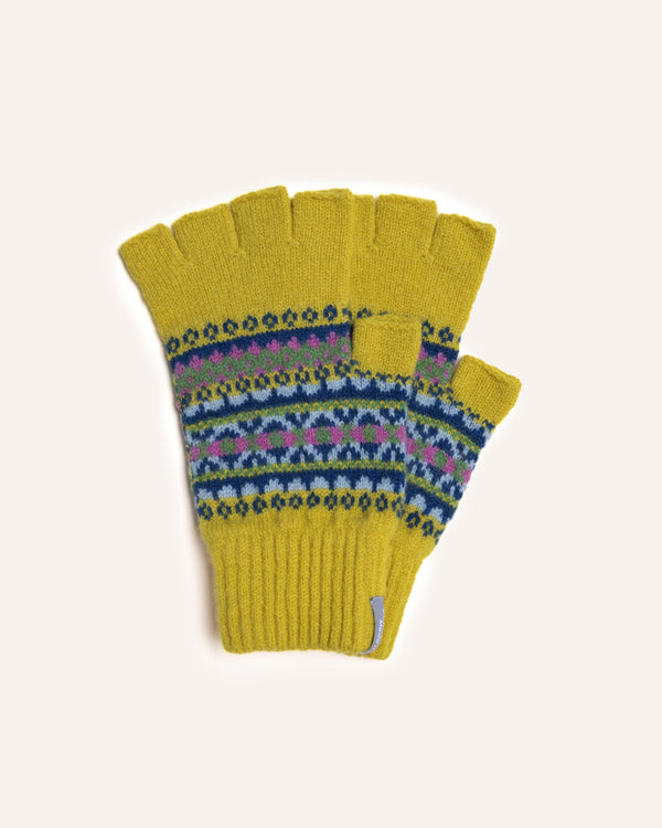 Land Fingerless Gloves - Yellow Scarlet Knitwear