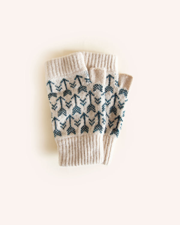 Fingerless Mittens Arrow Oatmeal & Ink Accessories Hilary Grant   