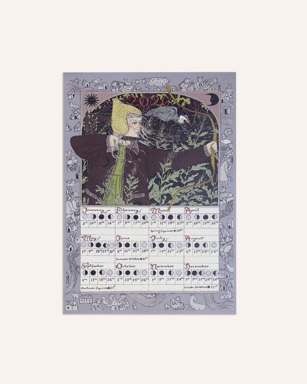 Archer & Heron Moon Calendar 2026 Print Artwork Tulips and Heather