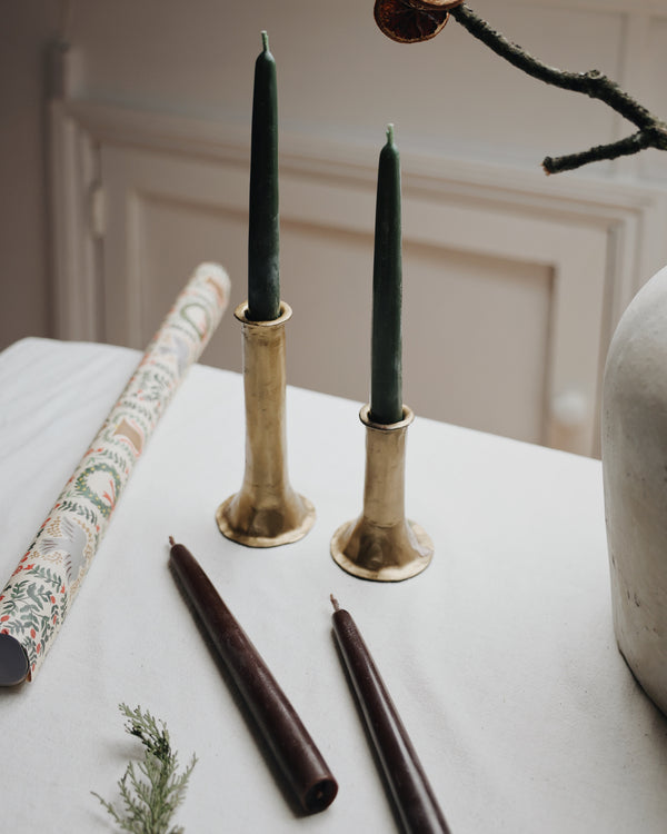 Set of Two Tapered Dinner Candles – Brown Homeware Five Bees Yard