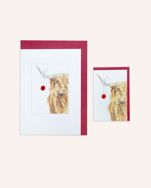 Highland Cow with Bauble Greeting Cards Cards Paper Sheep (formally Penny Lindop)