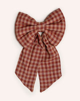Large Linen Bow in Toffee Gingham Homeware The Primitive Home