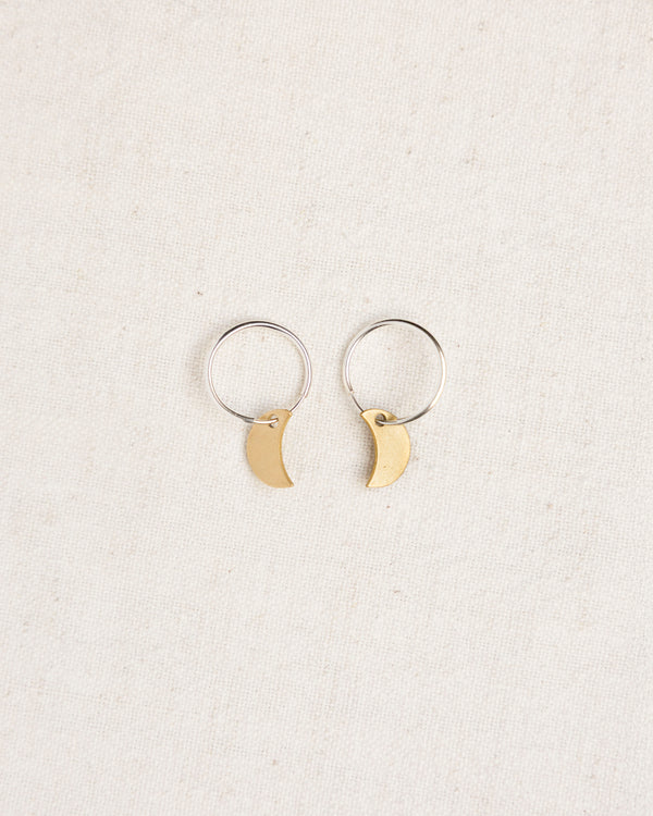 Penny Moon Brass and Silver Earrings Jewellery Roake