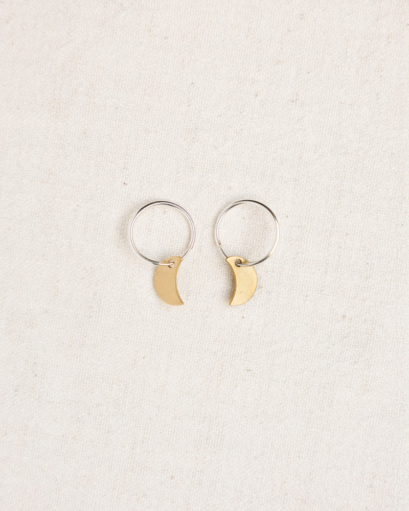 Penny Moon Brass and Silver Earrings Jewellery Roake