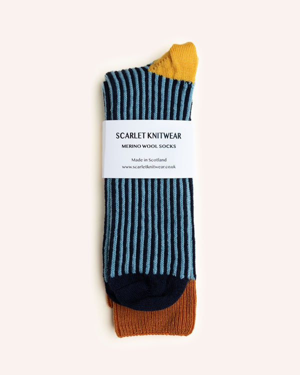 Merino Wool Socks – Navy/Blue 6-11 Knitwear Scarlet Knitwear