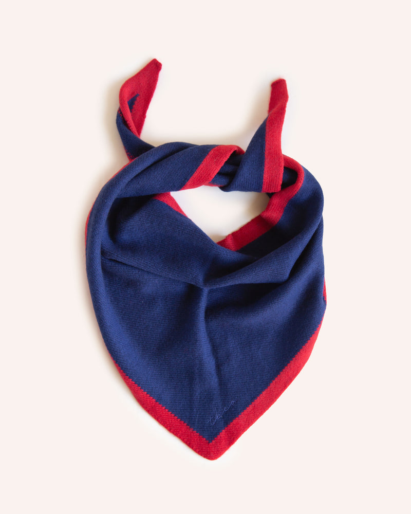 Merino Triangle Scarf  - Navy & Red Accessories The Tartan Blanket Co   