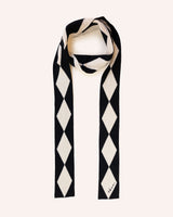 Merino Wool Skinny Scarf – Black Harlequin Knitwear Tbco