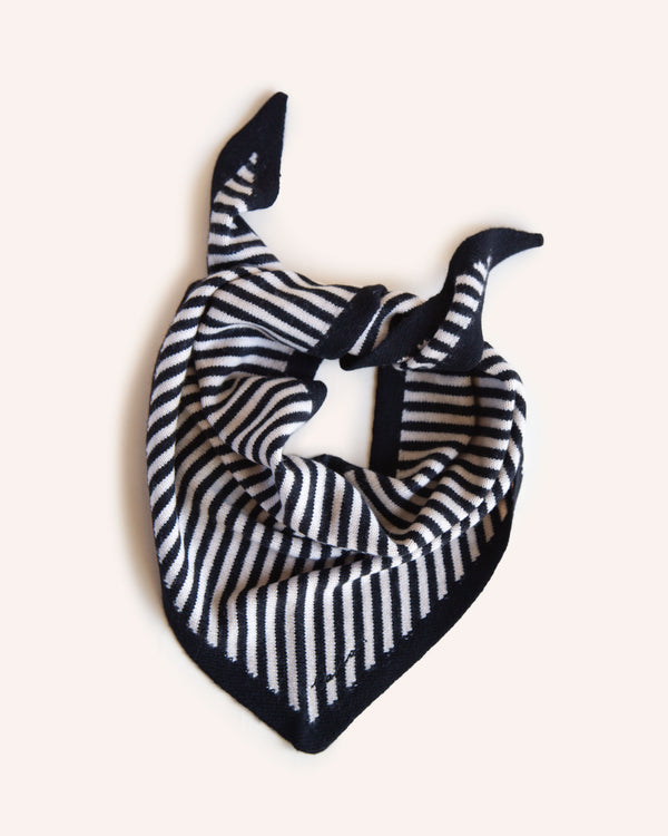 Merino Triangle Scarf -  Black Stripe Accessories The Tartan Blanket Co   