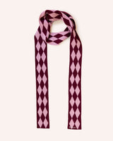 Merino Wool Skinny Scarf – Burgundy Harlequin Knitwear Tbco