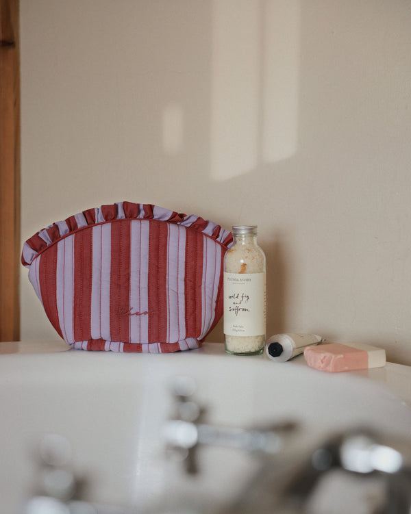 Crescent Wash Bag – Lilac Stripe