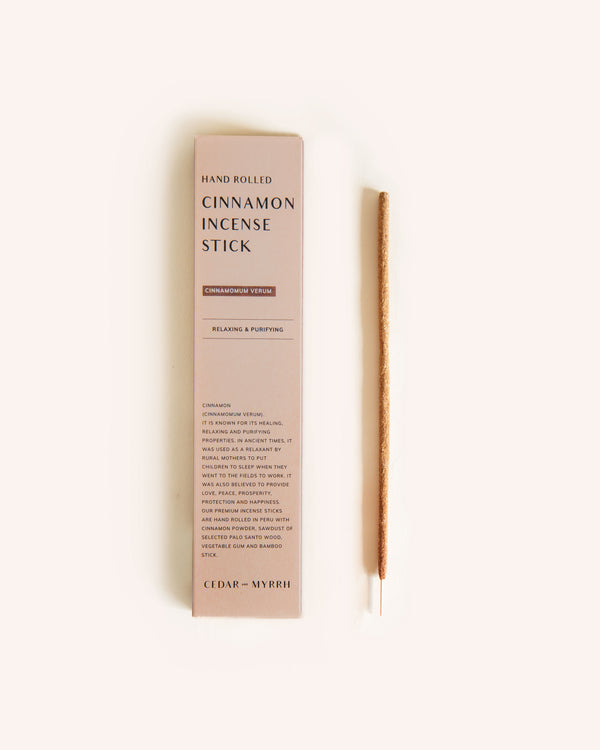 Hand Rolled Cinnamon Incense Stick Pack Homeware Cedar and Myrrh   