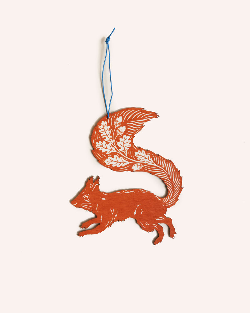 Squirrel Screenprinted Wooden Decoration Homeware Folded Forest