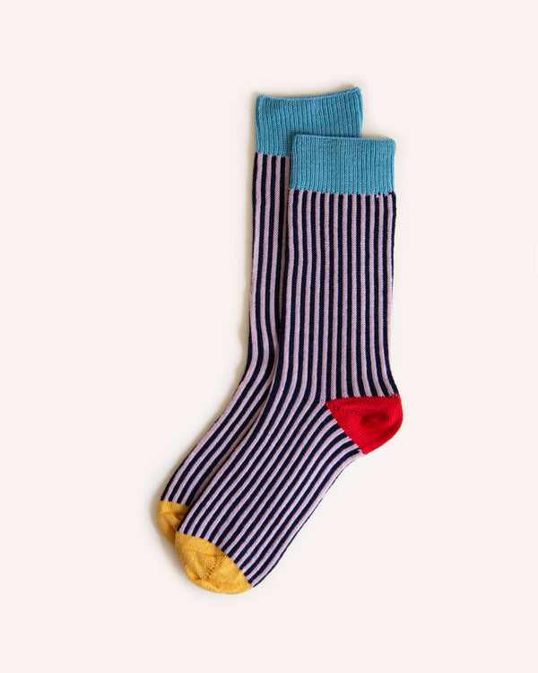 Merino Wool Socks - Navy/Rose 4-7 Knitwear Scarlet Knitwear   