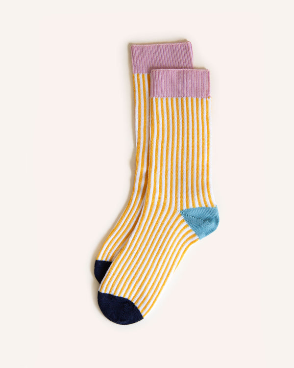 Merino Wool Socks - Yellow/White 4-7 Knitwear Scarlet Knitwear   