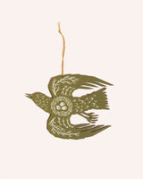 Woodland Bird Screenprinted Wooden Decoration Homeware Folded Forest
