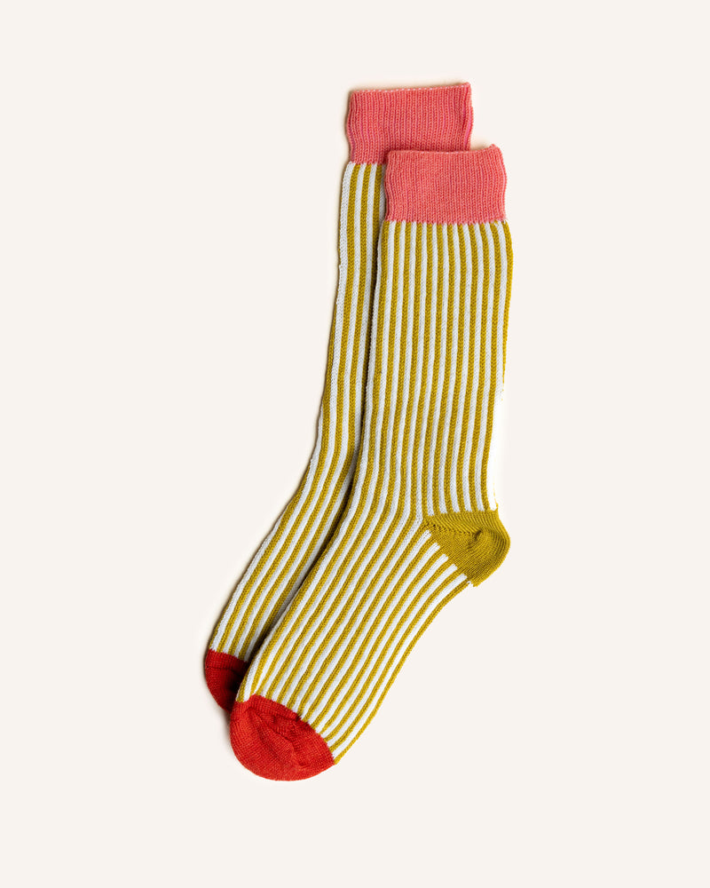 Merino Wool Socks - Lime/ White 4-7 Accessories Scarlet Knitwear