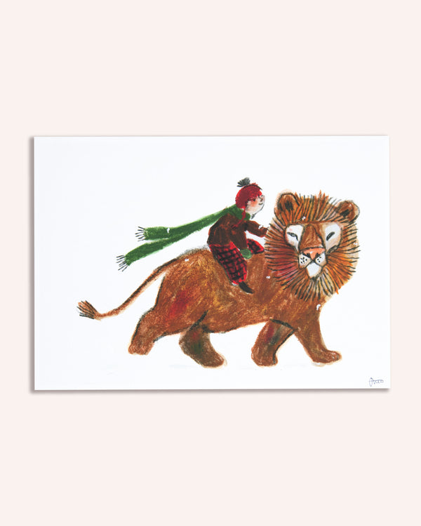 Winter Lion Print Art Phoebe Roze   