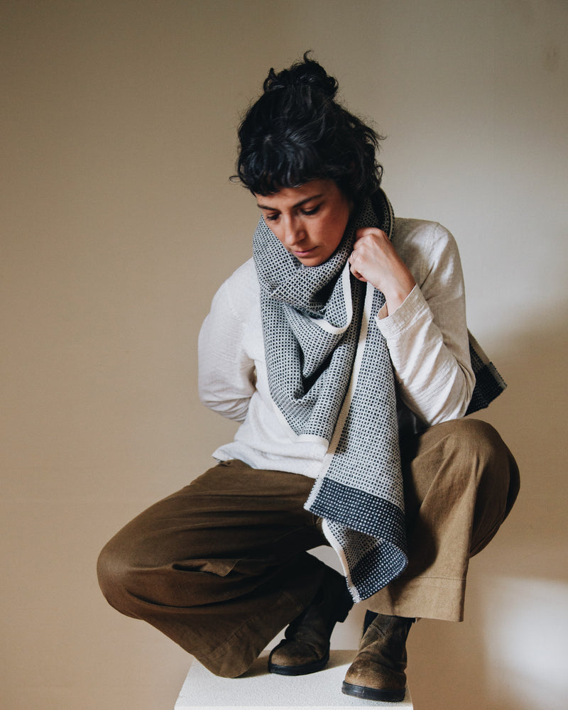 Grey Hopsack Scarf Knitwear Orkney Cloth   