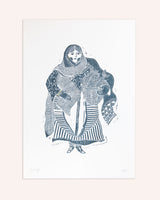 Dark Blue Jenny Lino Print