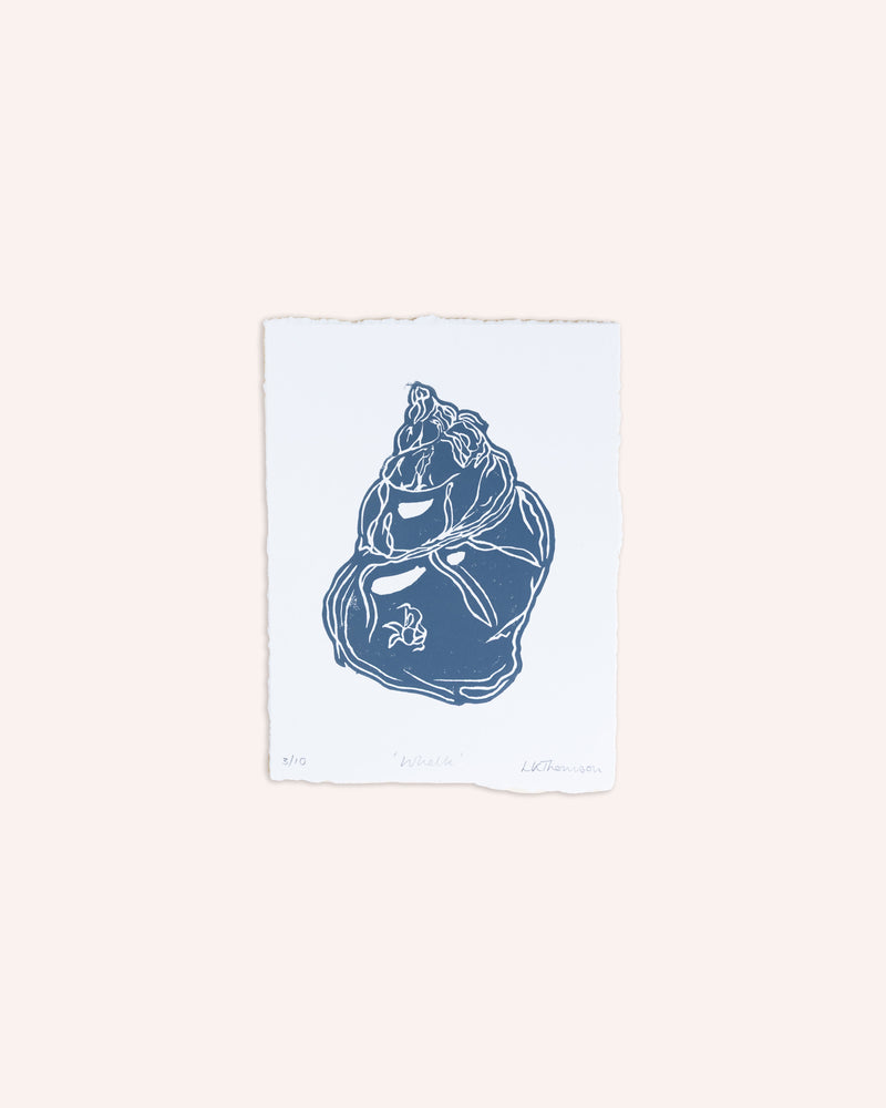 The Whelk Lino Print Artwork Louisa Katherine Thomson Studio