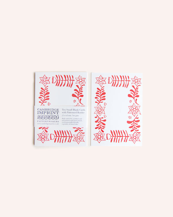 10 Small Cards with Patterned Border in Red Seasonal / Occasion Cambridge Imprint   