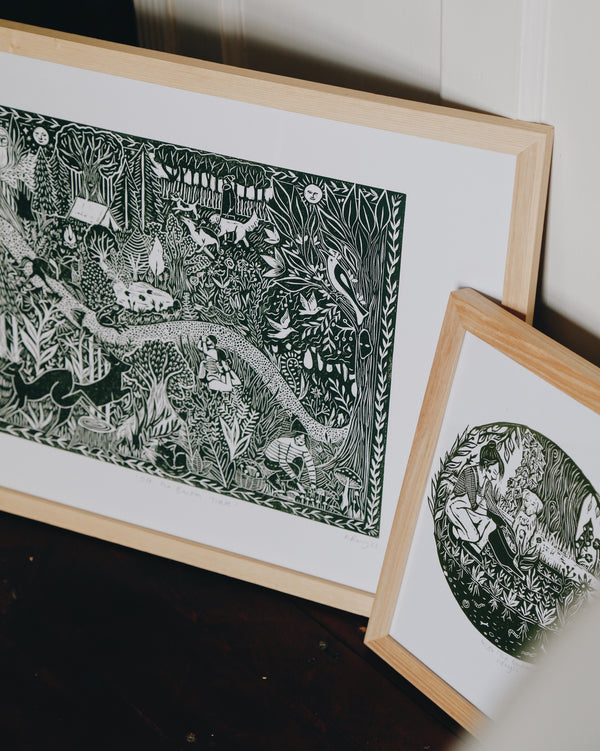 The Gardeners Lino Print Artwork Prints by the Bay   