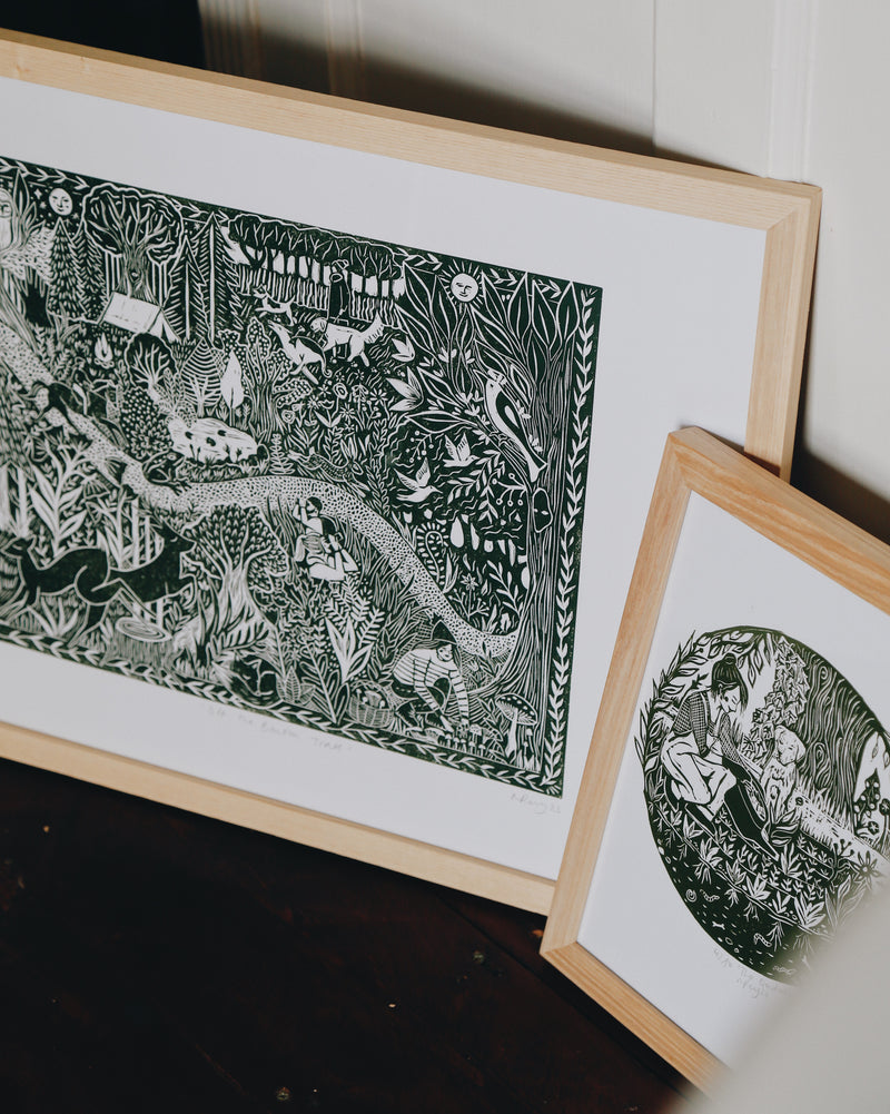 Off The Beaten Track Lino Print Art Prints by the Bay   