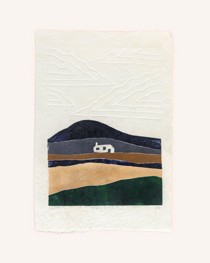 It Will Rain Linoprint Artwork Ludovica Perosin